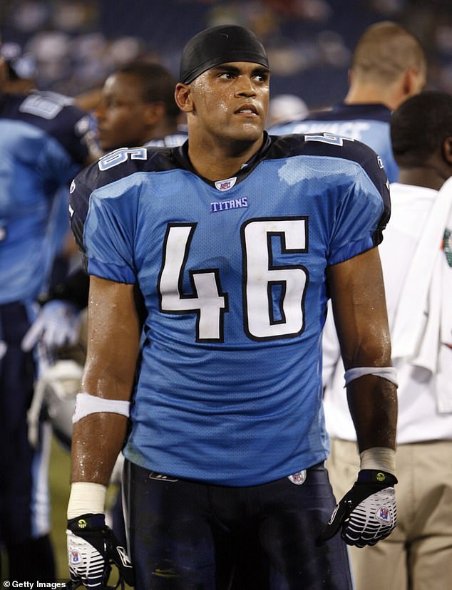 Allred was a linebacker for the NFL team, the Tennessee Titans. He is pictured on the sidelines of a preseason game on August 11, 2007.