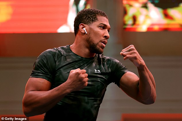 Pictured: Boxer Anthony Joshua training before a heavyweight fight against Francis Ngannou.