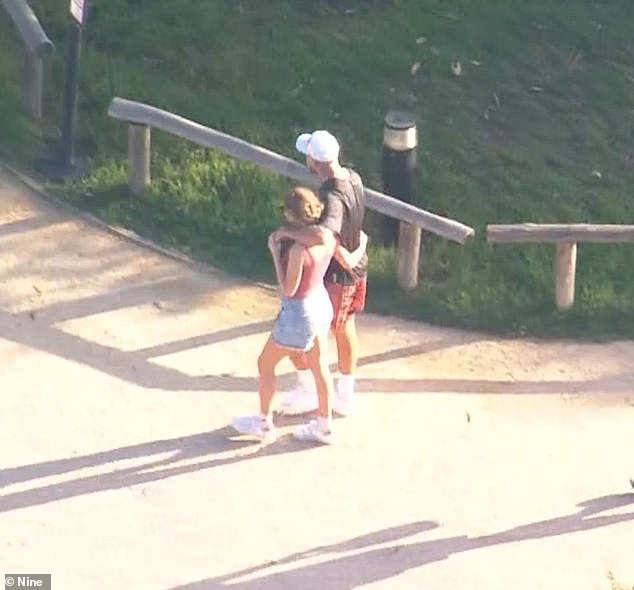 At one point, the couple was seen walking calmly, lovingly embracing each other. In the photo