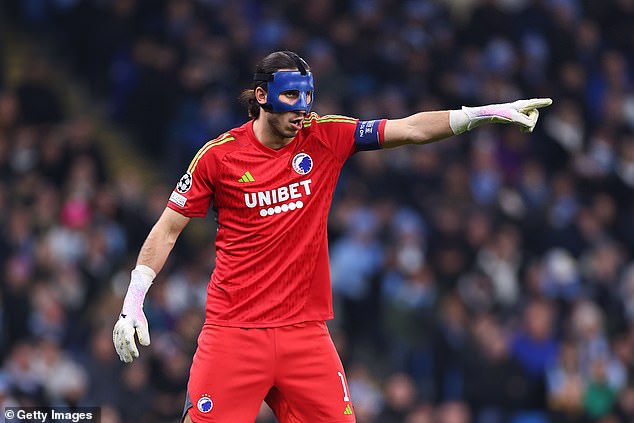 Grabara, former Liverpool player, has been wearing a mask since 2022 after a facial fracture