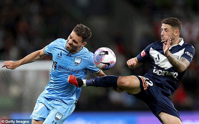 The fight followed Melbourne Victory against 'Big Blue' Sydney FC at AAMI Park on January 26 (pictured left is Sky Blues star Anthony Caceres).