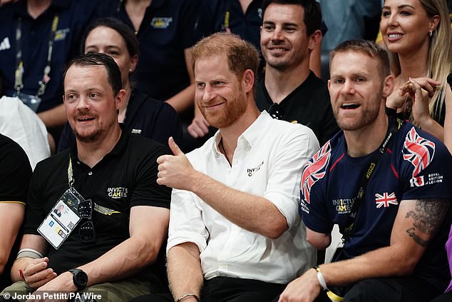 The Duke of Sussex watches the wheelchair rugby final at the Merkur Spiel-Arena during the Invictus Games in Dusseldorf, Germany, last year.