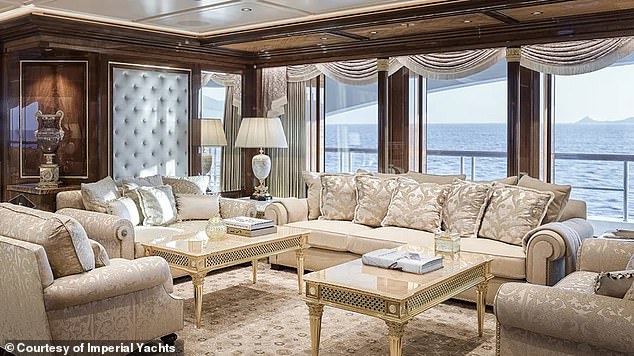 The luxury yacht features a live lobster tank, a hand-painted piano, a swimming pool and a large helipad. It was built in 2017 by the German company Lurssen, according to Superyacht Times and is listed as the 63rd largest yacht in the world.