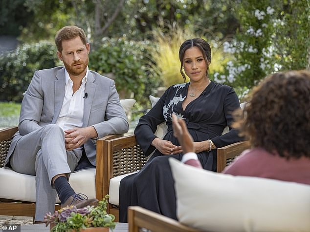 Prince Harry joined his wife for the final part of the interview.