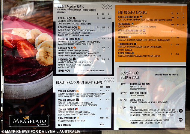 Mr Gelato's açaí bowl menu can be seen here