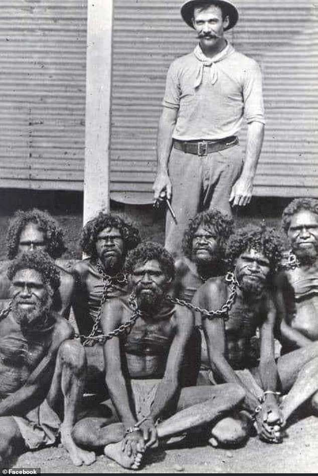Pictured: A photo the children's relative showed to Daily Mail Australia, explaining the scene, reminded him of how Aboriginal people used to be treated.