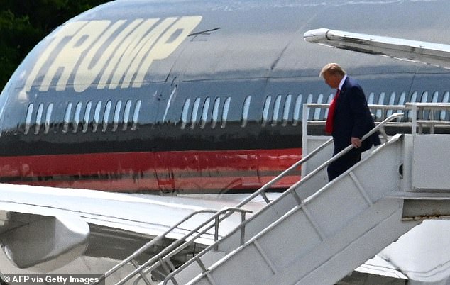 Biden's new tax plan will affect his rival, Donald Trump (above), who uses his Trump Force One private jet for campaign trips