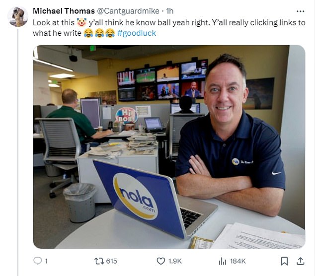 He went after reporter Jeff Duncan for saying the Saints were going to cut him even though Thomas only signed with New Orleans on a one-year deal at the start of the 2023 season.