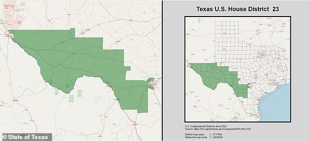 The 23rd Congressional District in Texas includes Uvalde and approximately 400 miles of the United States border with Mexico. Migrant crossing hotspots like Eagle Pass and El Paso are also part of the district.
