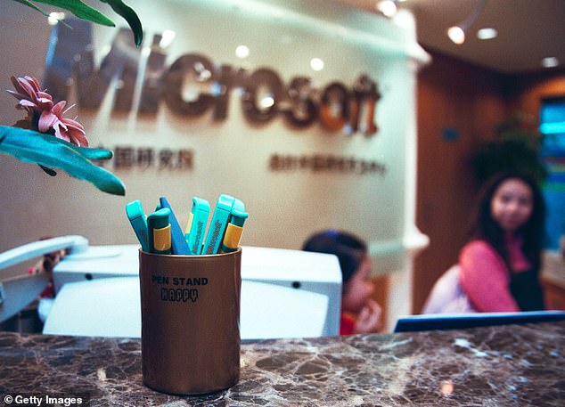 Microsoft's offices in China are seen above. The latest order is an attempt to remove US software from key functions and could have a major impact on Microsoft and Oracle.