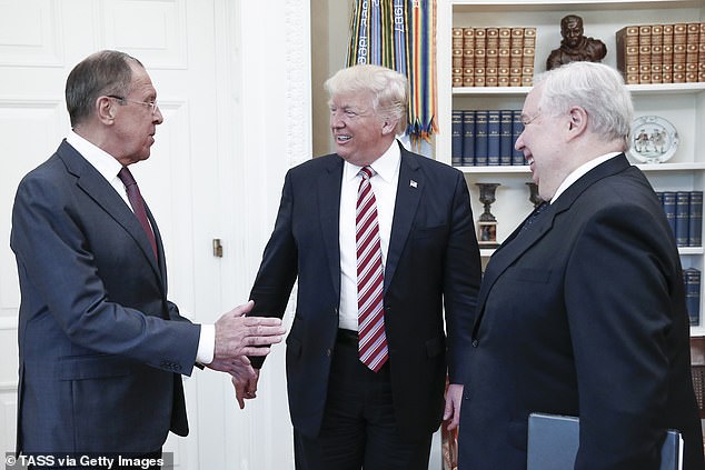 Officials were also concerned that Trump shared classified intelligence with Russian Foreign Minister Sergei Lavrov (left) and Ambassador Sergey Kislyak during a 2017 Oval Office meeting.