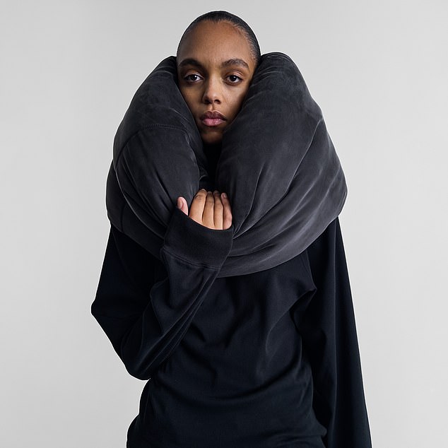 The pillow scarf is also available in black for $2,000 and comes in sizes small/medium and medium/large.