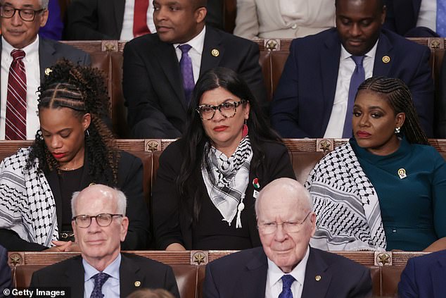 Rep. Rashida Tlaib (D-Mich.) and other Democrats wore bandanas to show support for Gaza.
