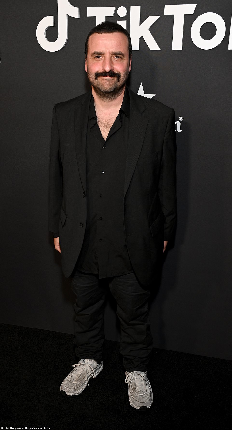 David Krumholtz, 45, showed off his relaxed style in an almost all-black look.