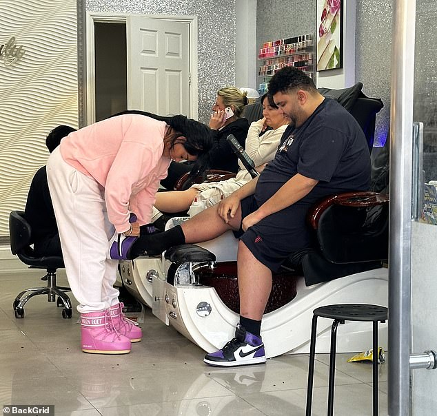 They were seen getting their nails done at a local salon.