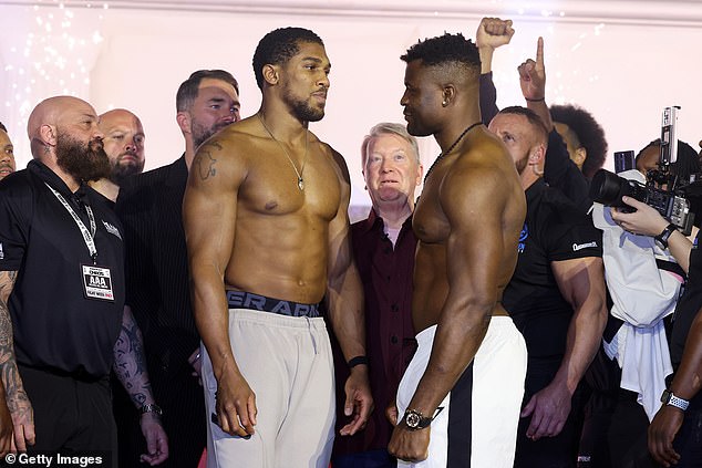 The pair faced off at the weigh-in on Thursday afternoon ahead of their fight at Riyadh's Kingdom Arena.