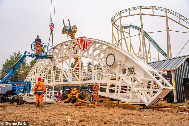 Once opened, Hyperia will dethrone Blackpool Pleasure Beach's 'The Big One' as the UK's tallest rollercoaster, measuring 213ft (64m) high.