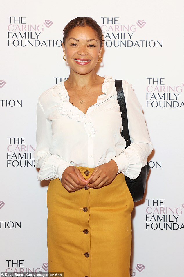 Antonia Thomas added a pop of color to the event when she stepped out in a retro yellow leather skirt.
