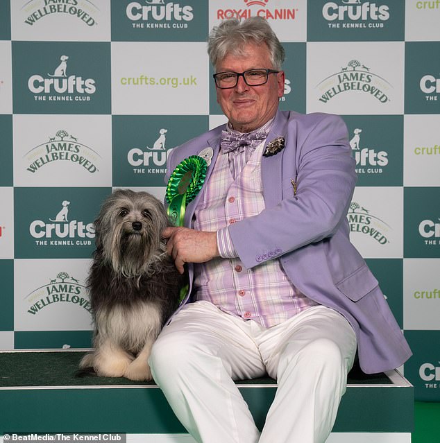 Tufts of gray hair were the look of the day for Richard Morgan-Stanley from Lancashire with Lola, a Lowchen (little lion bitch), another best of breed winner.