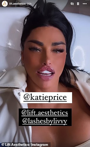 The glamor model, 45, took to Instagram on Thursday to show off her new look after a visit to her favorite clinic, smiling and pouting for the camera.