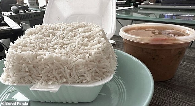 LOTS OF RICE: This man who fancied a takeaway, ordered a curry with a side of rice, and definitely got his money's worth of rice.