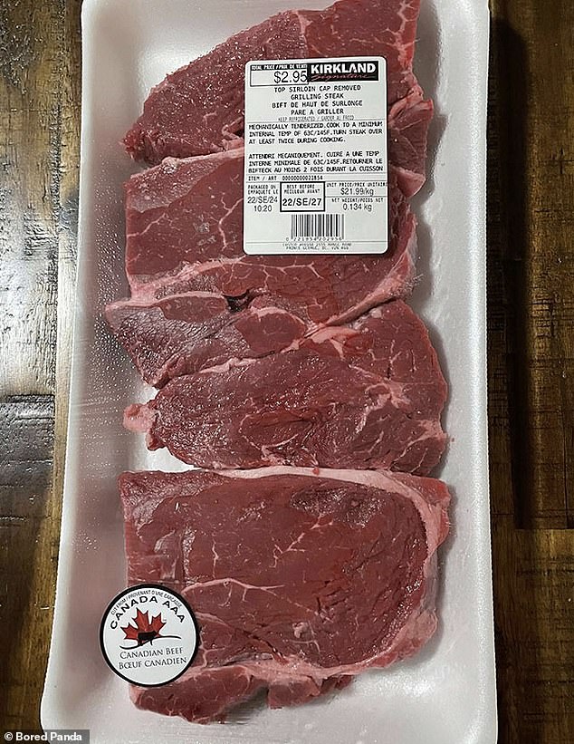 A Canadian man was surprised to see a four-pack of sirloin steaks on sale at his local store for $2.95.