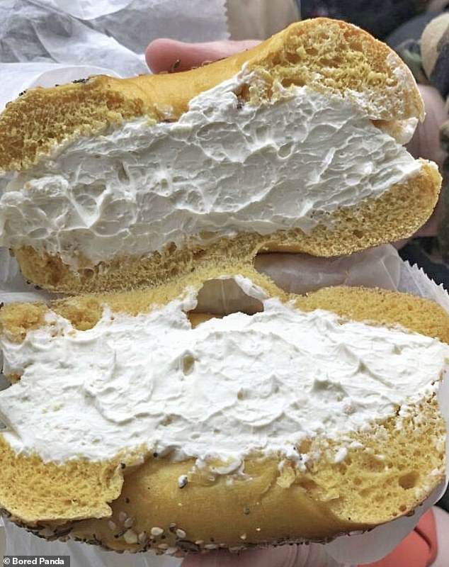 This New York bagel shop took the 'extra cream cheese' instruction to the limit with this generous order