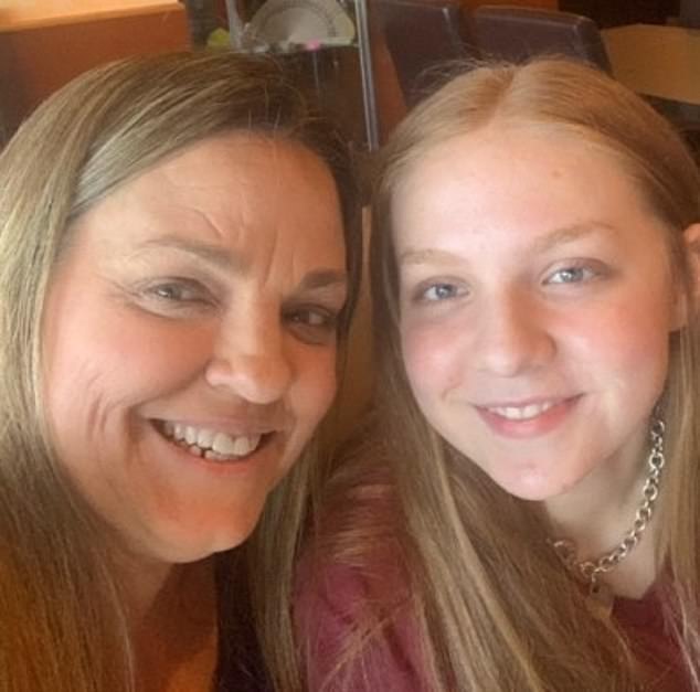 Patricia (left, with her daughter Olivia) was shot to death in the driveway of her home in Texas.