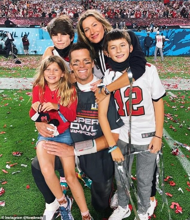 And that brings us to the heart of this interview: Gisele dishing out a glimpse of her personal pain in exchange for this glorified infomercial.  (In the photo: with her three children).