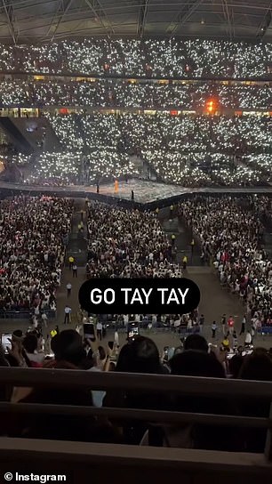 She also shared a video of Taylor, 34, taking the stage as she shared her support, with a caption: 'Go Tay Tay.'
