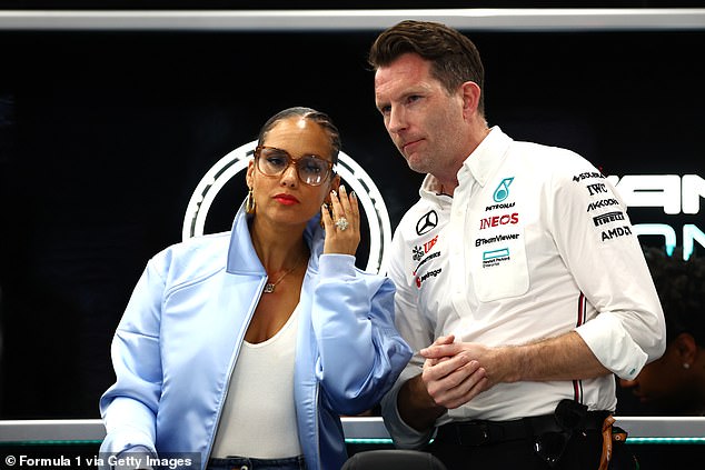 Alicia Keys was Mercedes' special guest and looked deeply focused before qualifying.