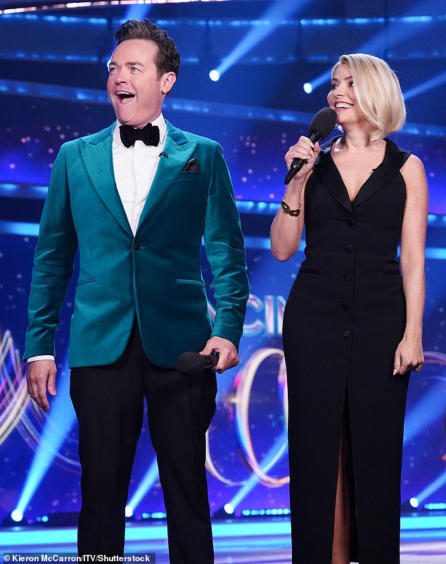 Ryan said skating has become more difficult, which certainly came true on last Sunday's show when the celebrities performed twice, and in one dance they were forced to master wire work (pictured, presenters Stephen Mulhern and Holly Willoughby).