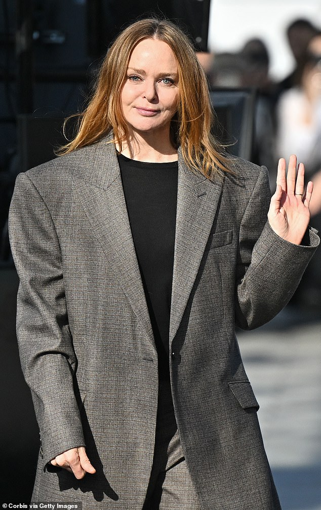 Fashion designer Stella McCartney, 52, says her new collection was inspired by the elegant tailored suits her father Paul wore in the Beatles' heyday.  Heck, in this baggy, oversized number, she looks like a homeless guy you'd offer five bucks to, making her promise she won't spend it at Strongbow.  Leave it at that, Stella: it's time to stop monetizing your father.