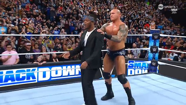 Randy Orton is seen putting KSI into his signature move, the RKO, on Friday in Dallas.