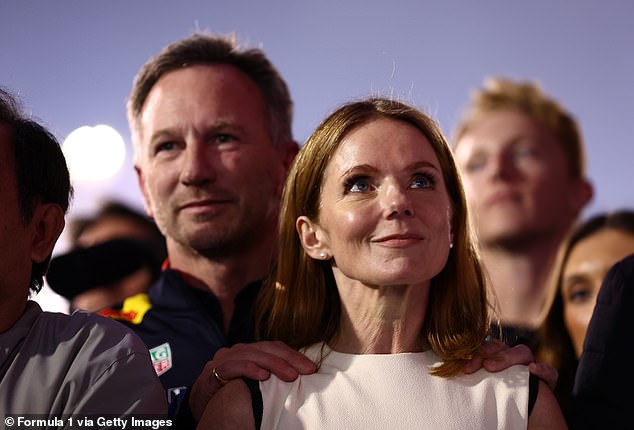 The comments come as Geri will attend the Saudi Arabian Grand Prix in a show of support for her embattled husband after his accuser was suspended. Pictured: Geri and Christian Horner at the Bahrain Grand Prix last week.