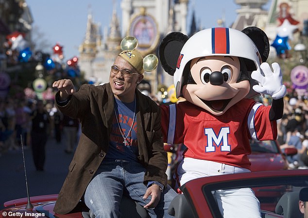 Super Bowl MVP Hines Ward of the Pittsburgh Steelers and Mickey Mouse in 2006