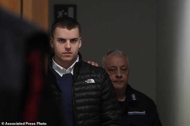 Gabriel Natale-Hjorth is accused of helping his friend hide the knife in his hotel room