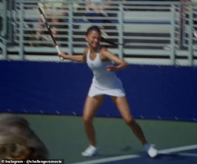 Zendaya is seen working hard on the reel, practicing off set, and playing on set in a cute white tennis dress.