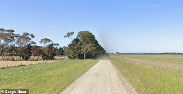 The grisly discovery was made on Mt Pollock Rd (pictured) in Buckley, near Geelong, south-west of Melbourne, around midday on Saturday.