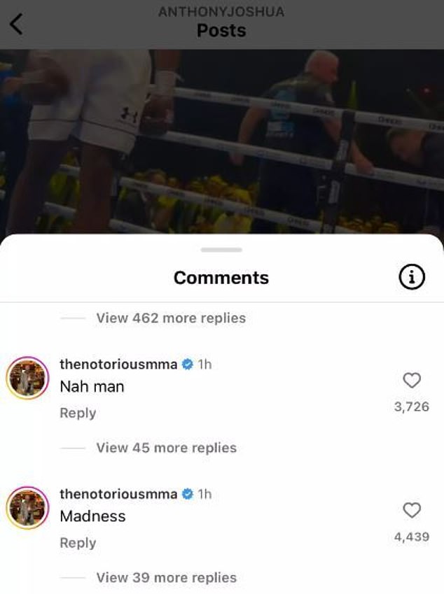 1709988915 705 Conor McGregor issues three word response to Anthony Joshuas brutal second