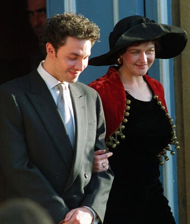 Newly married, Marina Mowatt, daughter of Princess Alexandra and Sir Angus Ogilvy and her husband Paul in 1990.