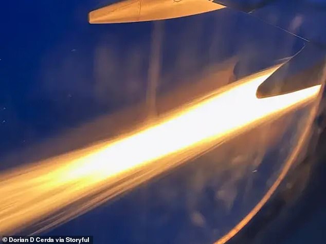 One of the engines on another United Airlines 737 in Texas burst into flames mid-flight in a terrifying fireball earlier this week.