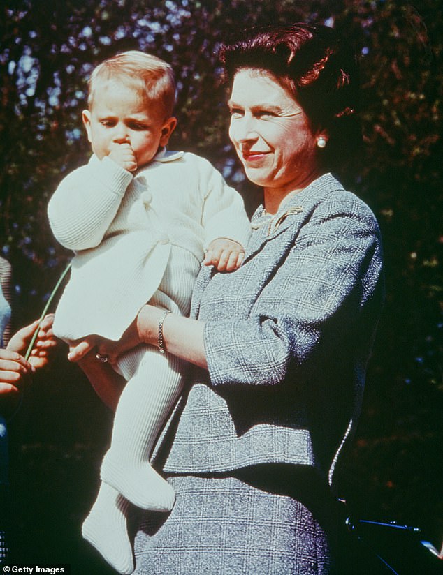 Queen Elizabeth with Prince Edward in Windsor, Berkshire, 1965