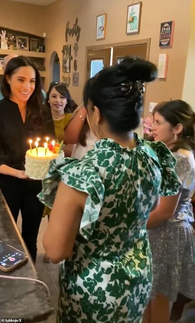 Prince Harry and Meghan timed their visit to coincide with John's mother's birthday, and the couple even brought them a birthday cake.