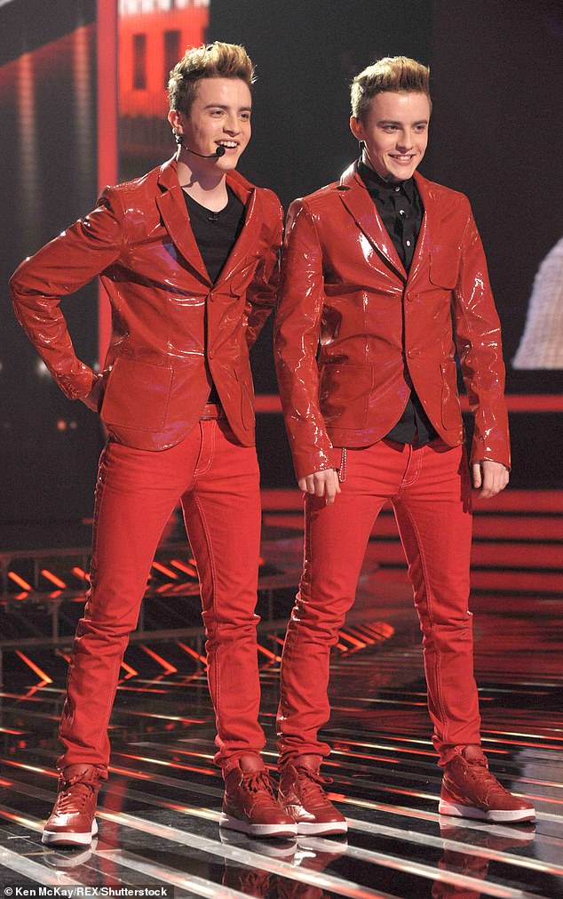 The singing twins (pictured on The X Factor) in 2009 arrived on stage alongside Anne as part of the Saturday Night Takeaway sketch.