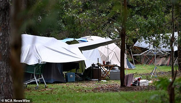 Vacancy rates in Brisbane fell to a record low of 0.8 per cent in January (pictured, people living in tents at Mckillop Park)