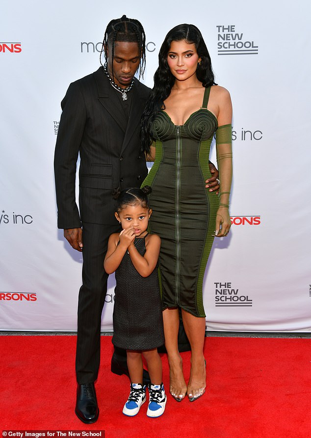Kylie and Travis have dated on and off since 2017 and share two children: Stormi, six, and Aire, two; seen in 2021