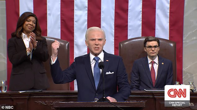 Mikey Day played Joe Biden at the podium in a powerful State of the Union speech