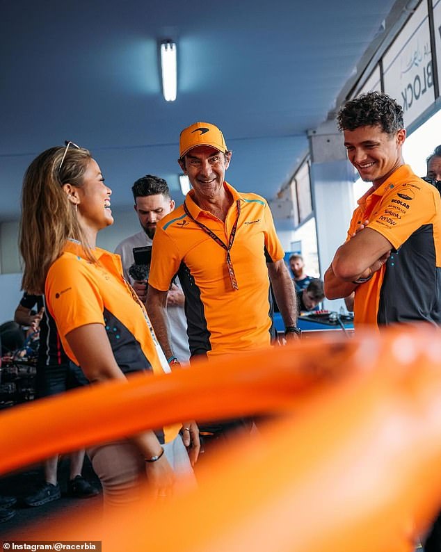 McLaren driver Lando Norris (right) took a trip to the F1 Academy paddock in Saudi Arabia on Thursday ahead of the opening race of the new season.