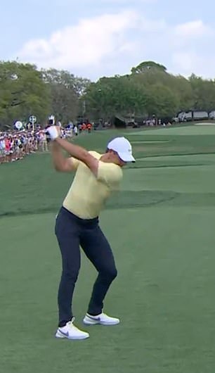 The 34-year-old clipped the corner of the dog leg to leave a 60-foot putt for the eagle.